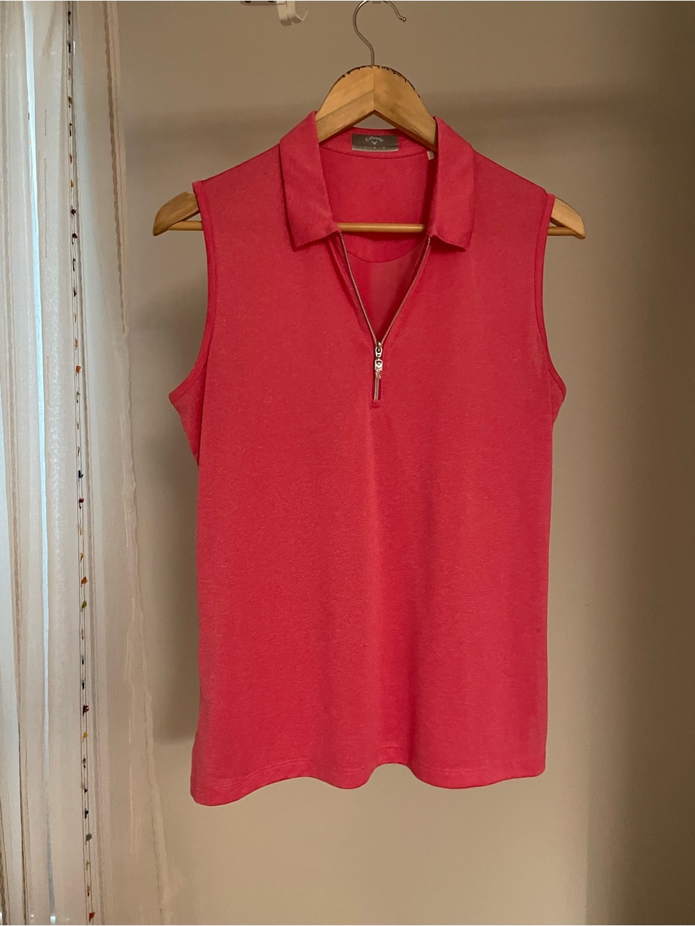 Callaway Coral Pink Sleeveless Zip Golf Tank